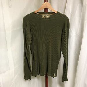 Ferruche Army Green Long Sleeve Ribbed T-Shirt  Size Large